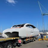 Un bateau futuriste est arrivé au port du Bouveret ce lundi: c'est le premier "hydrofoil" électrique de la société MobyFly
